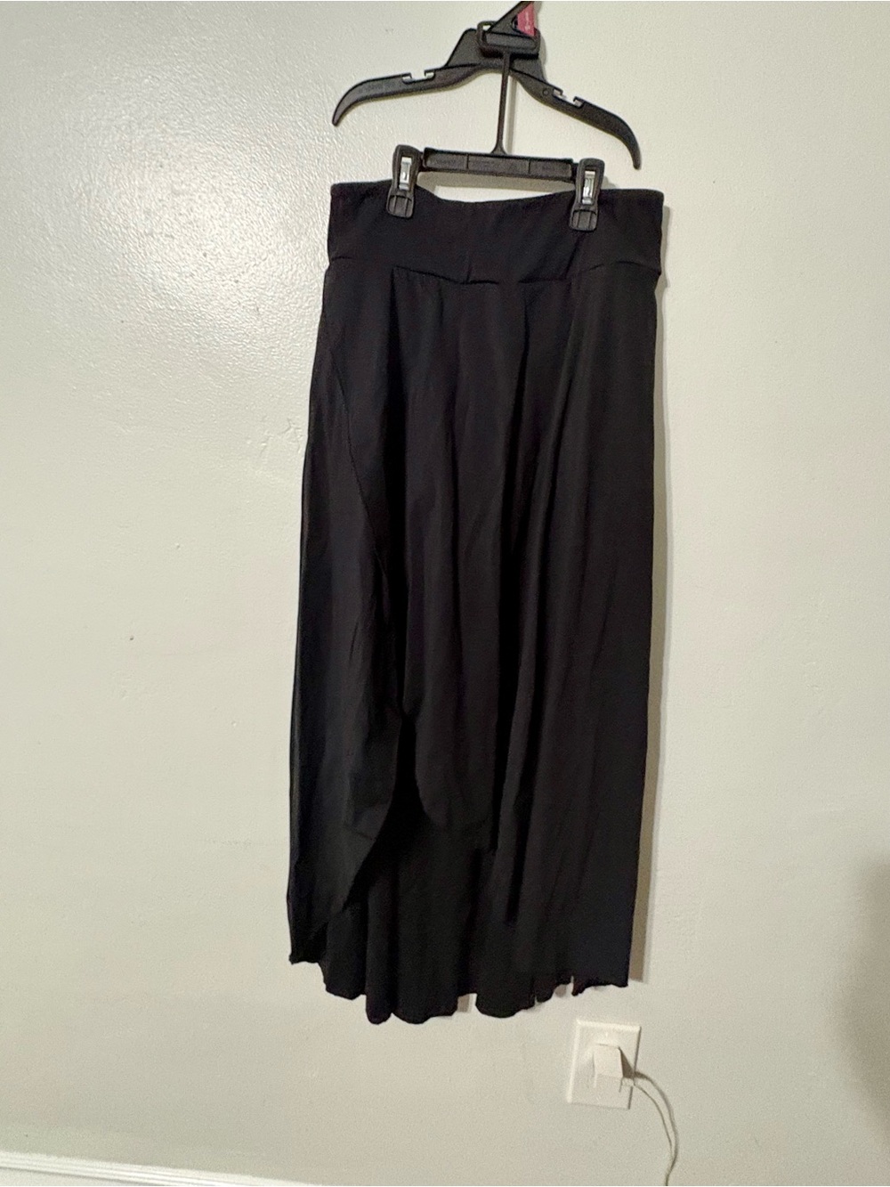 Women's Black Asymmetrical Maxi Skirt with Draped Silhouette